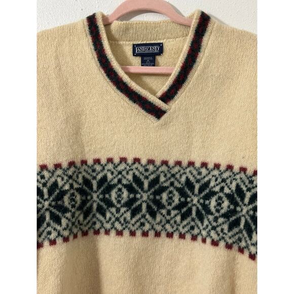 LAND’S END VINTAGE NORDIC FAIR ISLE WOMEN SWEATER M - Picture 4 of 7